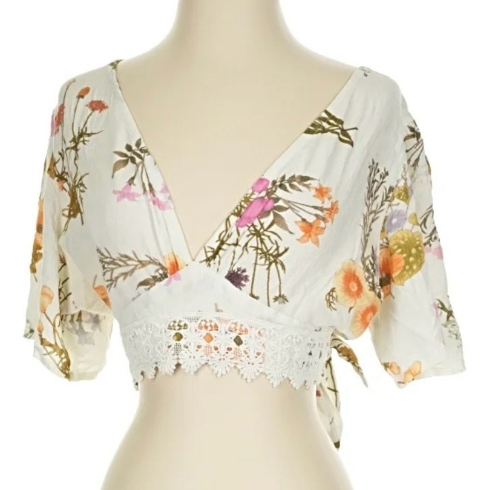Z&L Floral Crop Blouse Top-Women’s S-Jasmine Boho Peasant Cottagecore Festival